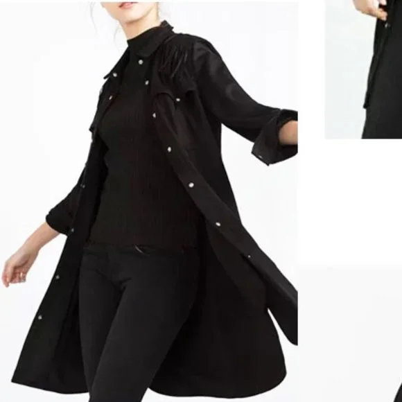 ZARA black suede shirt coat - Picture 11 of 11